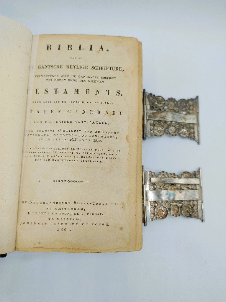 Bijbel met zilveren sloten, J. Jonker, Meppel, ca. 1870, Antiek en Kunst, Antiek | Goud en Zilver, Verzenden, Zilver