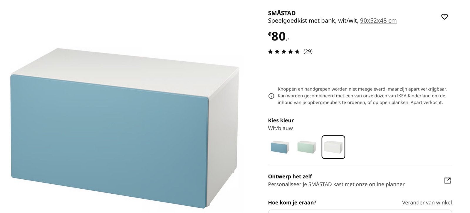 Roze IKEA SMÅSTAD lade/kist 90x49x48, Gebruikt, Kast, 75 tot 100 cm, Minder dan 50 cm