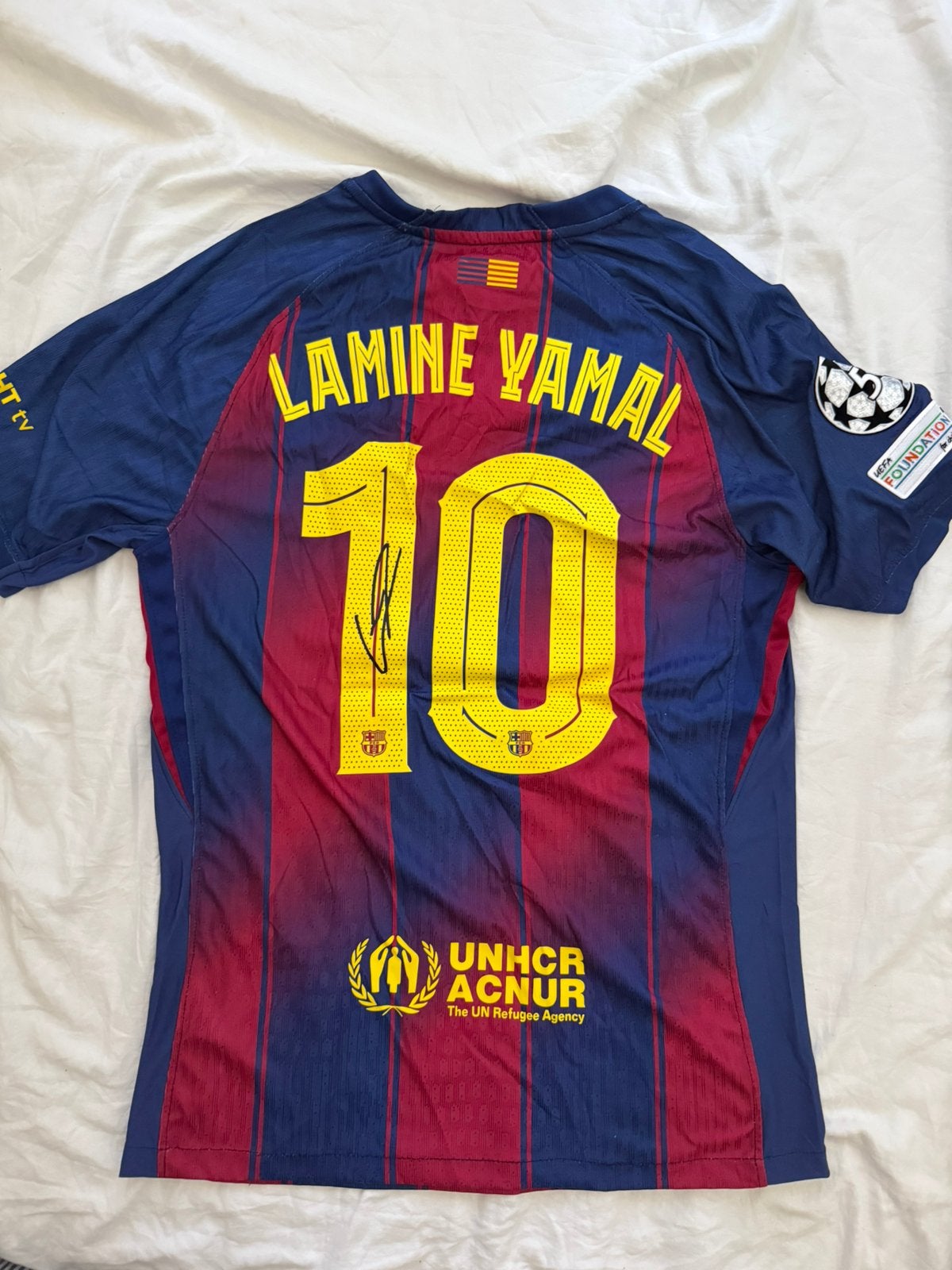 Lamine Yamal FC Barcelona 2025/2026 Shirt Gesigneerde Print, Maat L, Ophalen of Verzenden, Zo goed als nieuw, Shirt