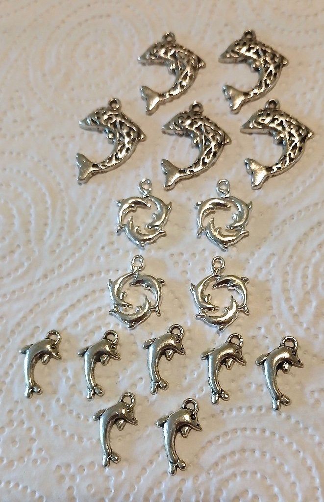 Dolfijnen hangers/bedels/charms: 3 soorten, zilverkleur, Verzenden, Nieuw, Hanger