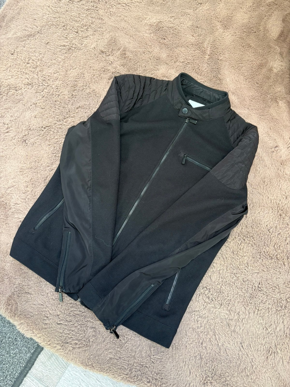 Zara Heren Bikerjack Zwart – Sportieve Tussenjas, Ophalen of Verzenden, Gedragen, Maat 48/50 (M), Zwart