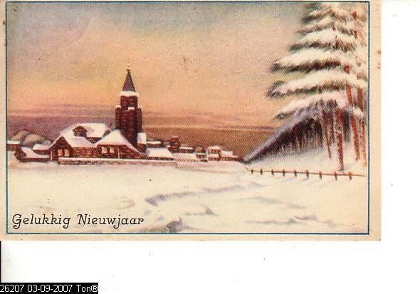 Ansichtkaart	Gelukkig Nieuwjaar	Kerk, Verzenden, 1940 tot 1960, Gelopen, Feest(dag)