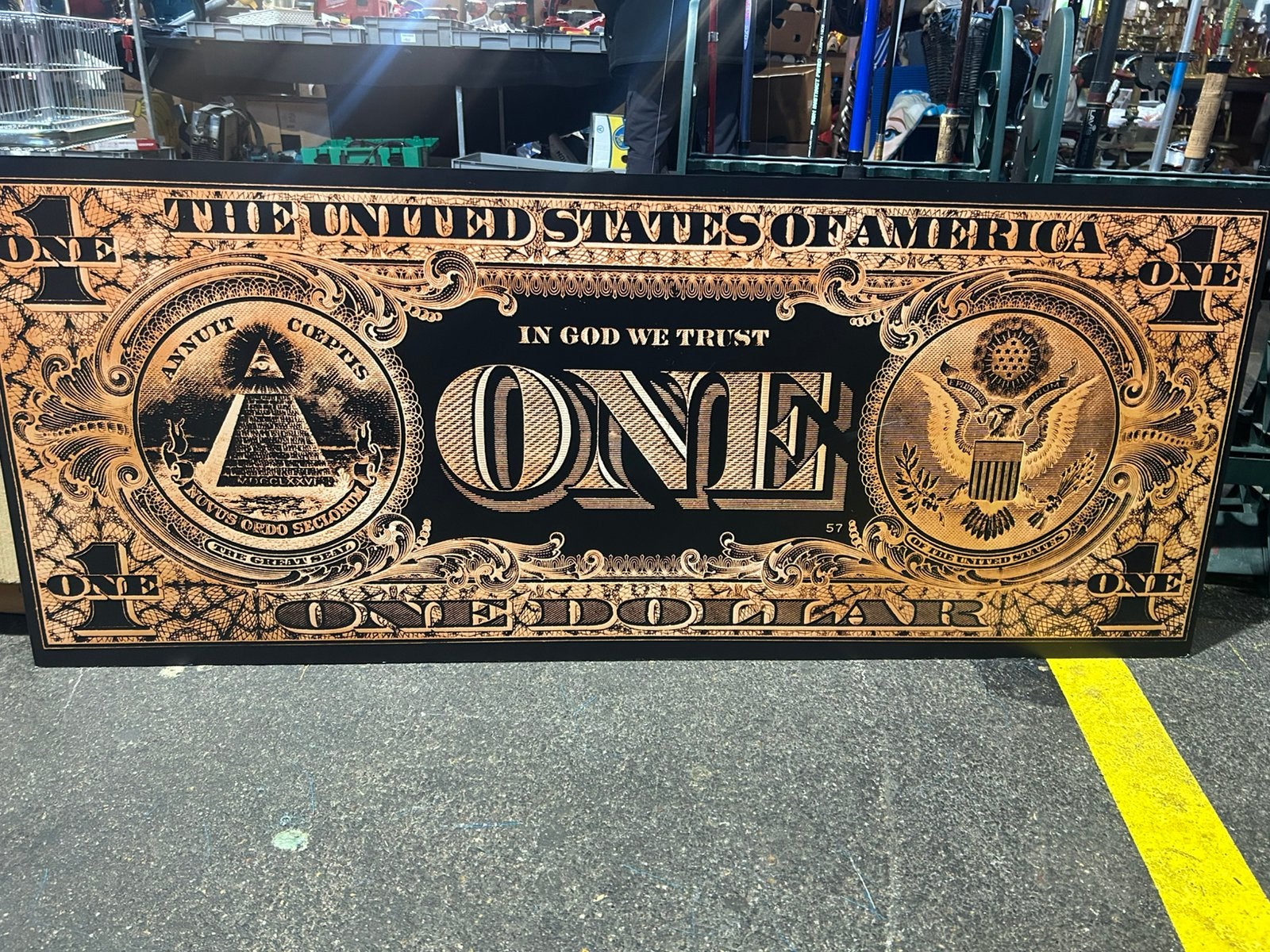 Gouden art one dollar 150x60 cm, Ophalen, Zo goed als nieuw