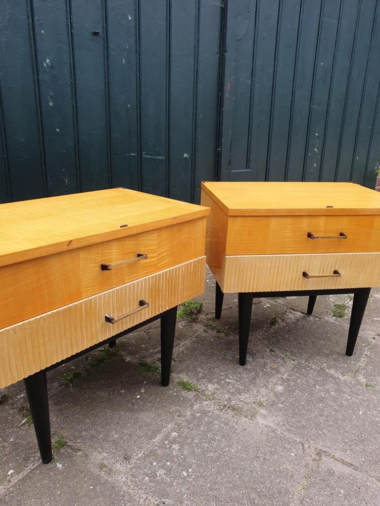 2 vintage nachtkastjes, Ophalen, Gebruikt, Minder dan 45 cm, Minder dan 55 cm