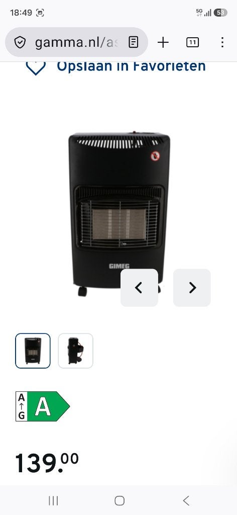 Gaskachel 1 jaar oud. Als NIEUW. Eventueel met gasfles, Ophalen, Zo goed als nieuw