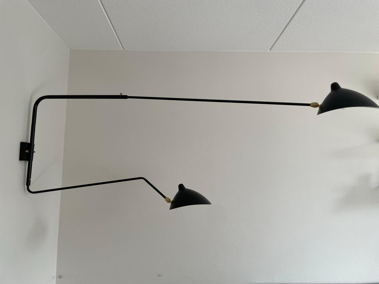 Serge Mouille stijl wandlamp - Zwart, 2 armen, Ophalen, Zo goed als nieuw, Metaal