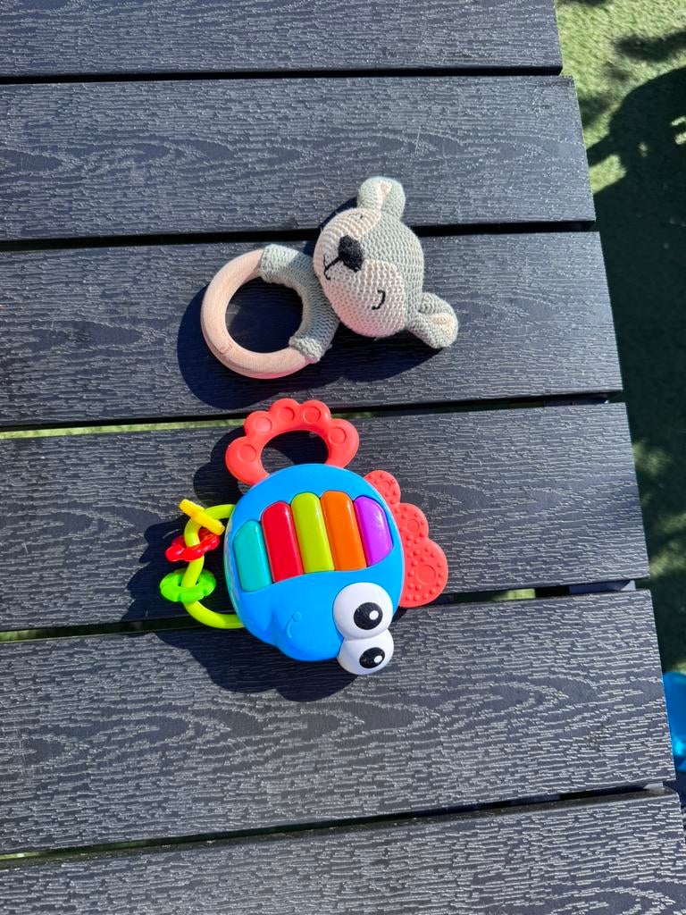 Baby bijtring & rammelaar set – goede staat, Ophalen of Verzenden, Zo goed als nieuw