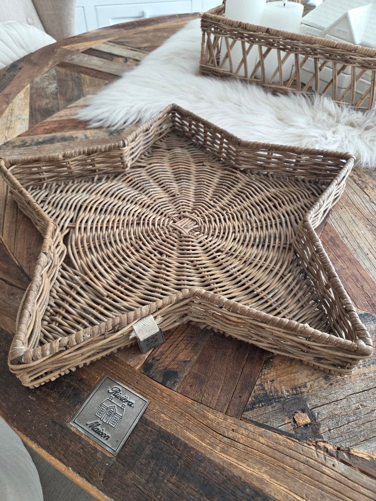 Zgan   riviera maison  rattan kerst star  tray, Ophalen of Verzenden