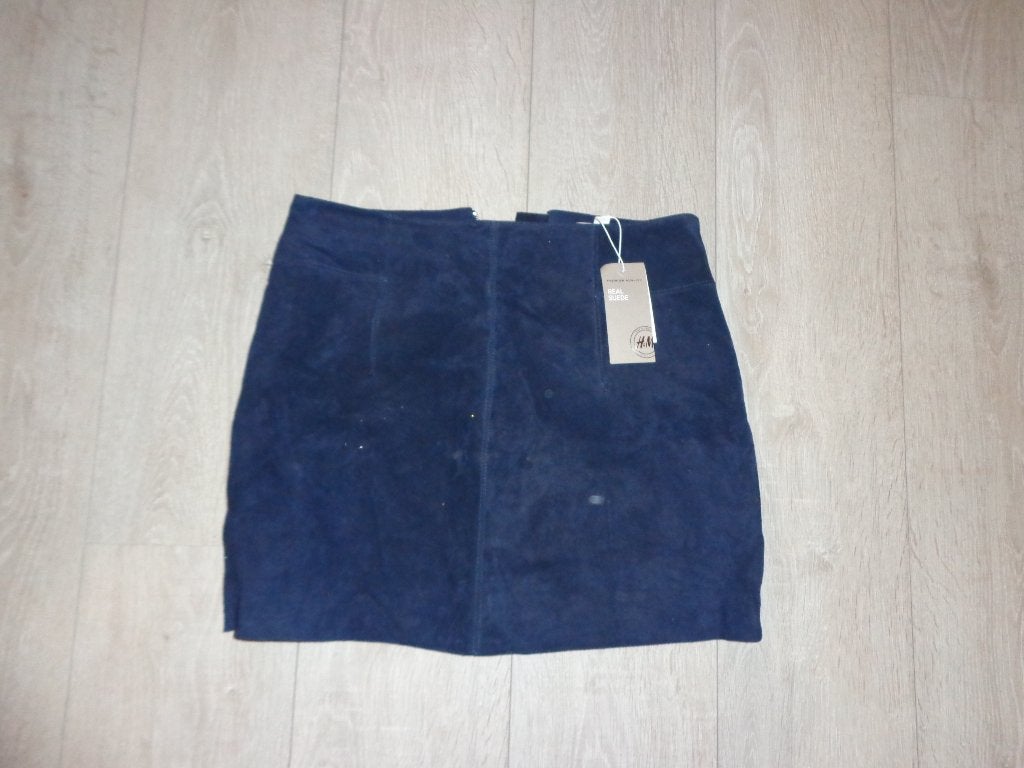blauwe suede rok van H&M, maat 38, Maat 38/40 (M), Blauw, Nieuw, Ophalen of Verzenden