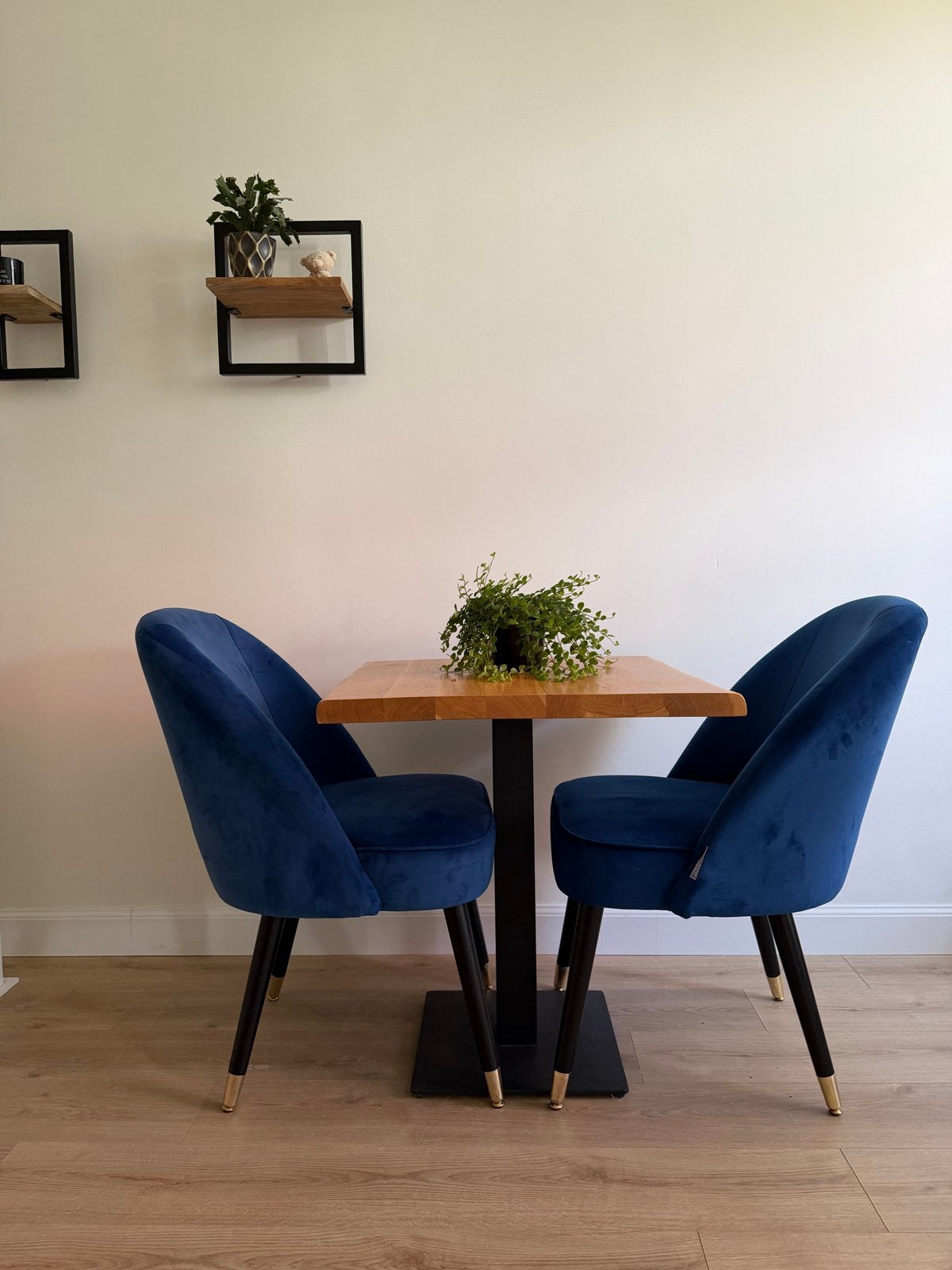 Vierankte tafel houten blad, Huis en Inrichting, Tafels | Eettafels, Ophalen, 50 tot 100 cm, Vierkant, 50 tot 100 cm