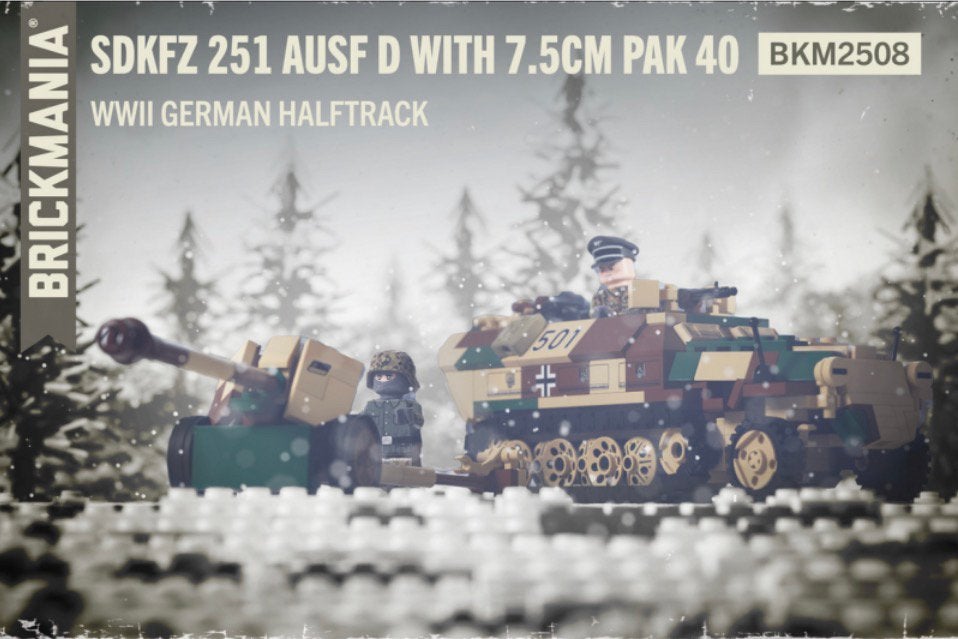 Brickmania SDKFZ 251 AUSF D WITH 7.5CM PAK 40, Overige thema's, Lego, Ophalen of Verzenden, Zo goed als nieuw