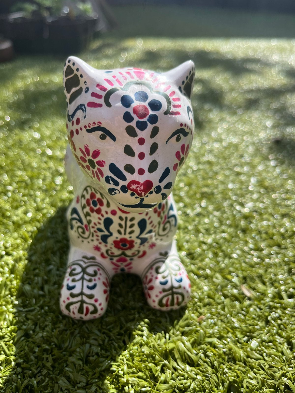 Unieke Bloempot Luipaard/Kat - Handgeschilderd, Binnen, Ophalen of Verzenden, Zo goed als nieuw, Overige vormen