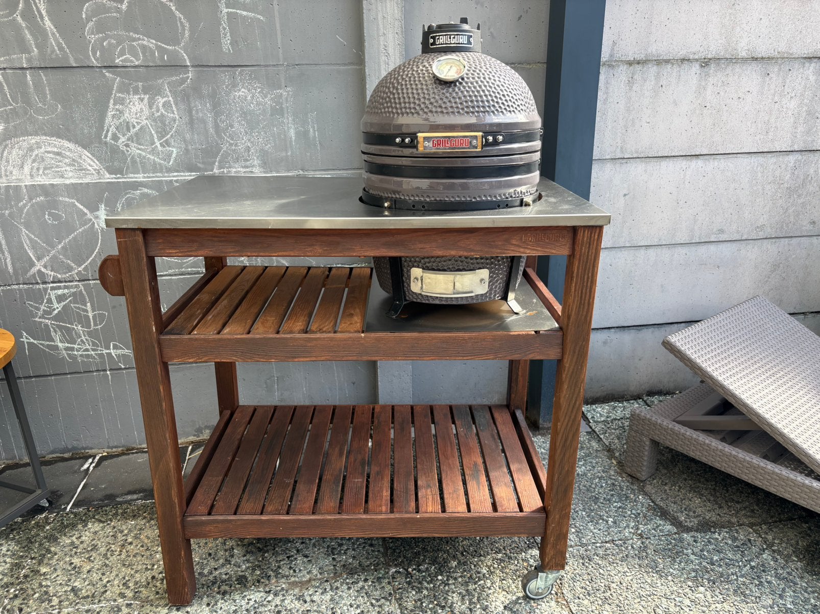 Grill Guru Tafel incl. Grill Guru Compact Kamado Barbecue, Ophalen, Gebruikt, Grill Guru