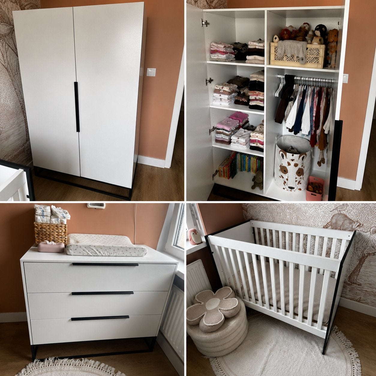 Complete kinderkamer, wit met zwart, in zeer goede staat, Ophalen, Zo goed als nieuw, Jongetje of Meisje