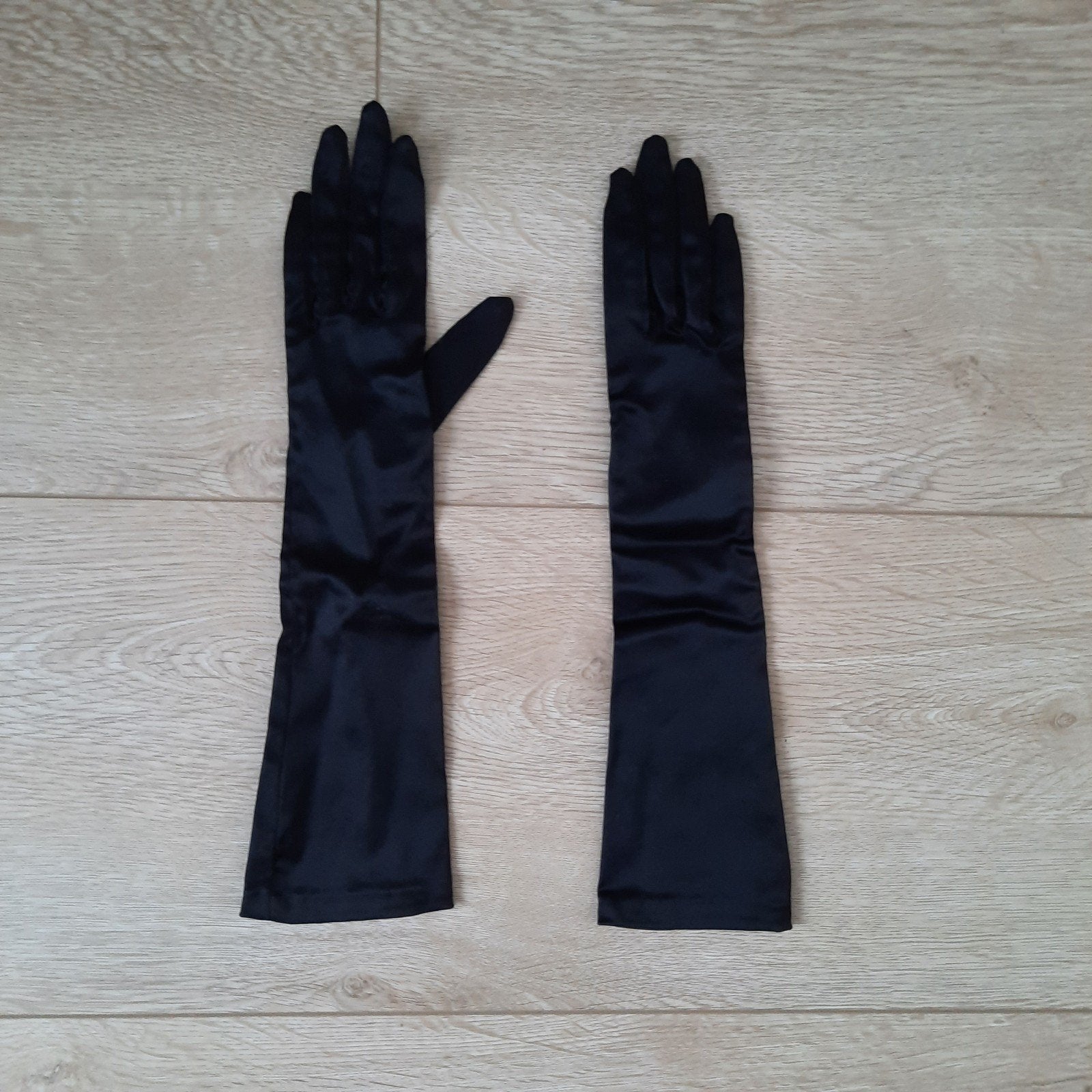 Zwarte handschoenen sjiek lengte 37 cm gala, Ophalen of Verzenden