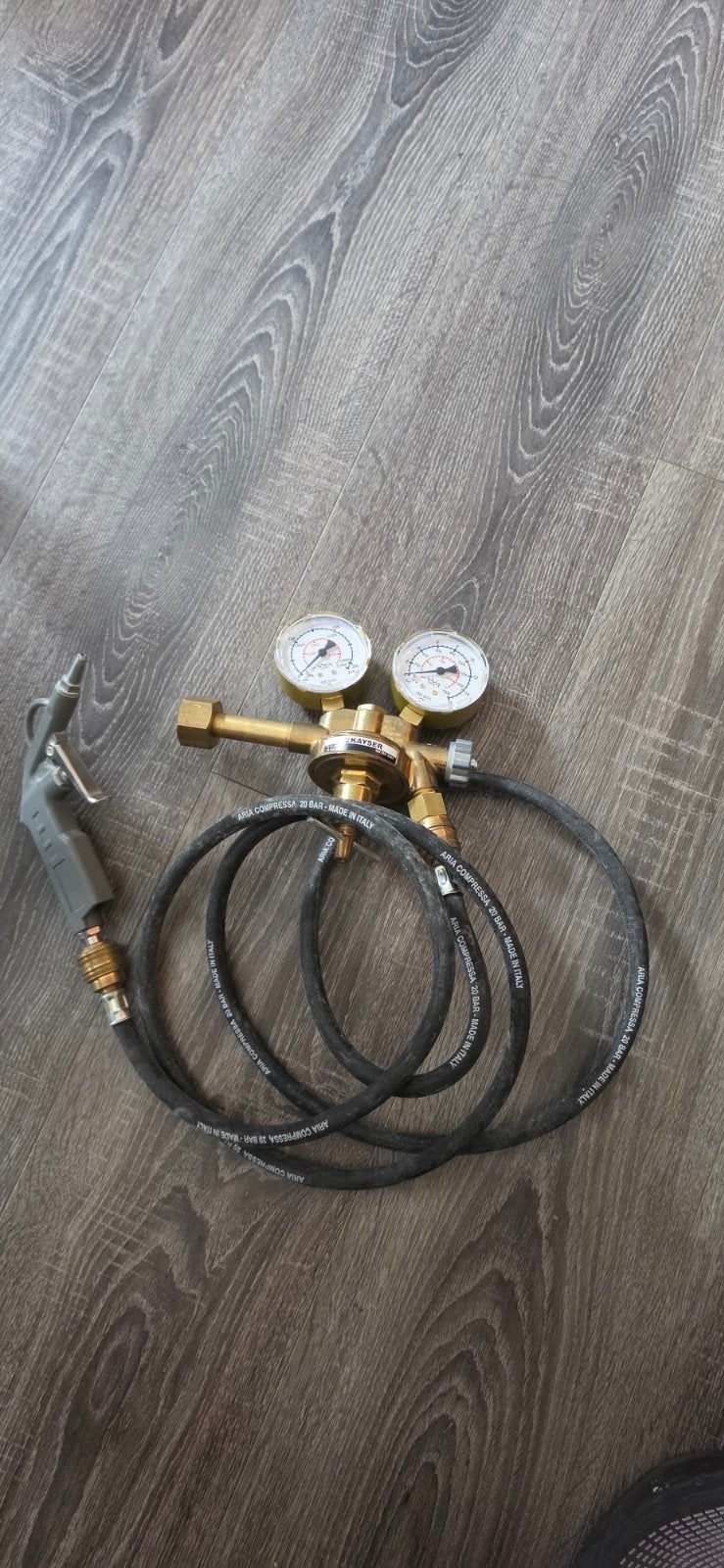 Professionele Kayser drukregelaarset met persluchtslang en d, Ophalen, Zo goed als nieuw, 10 bar of meer