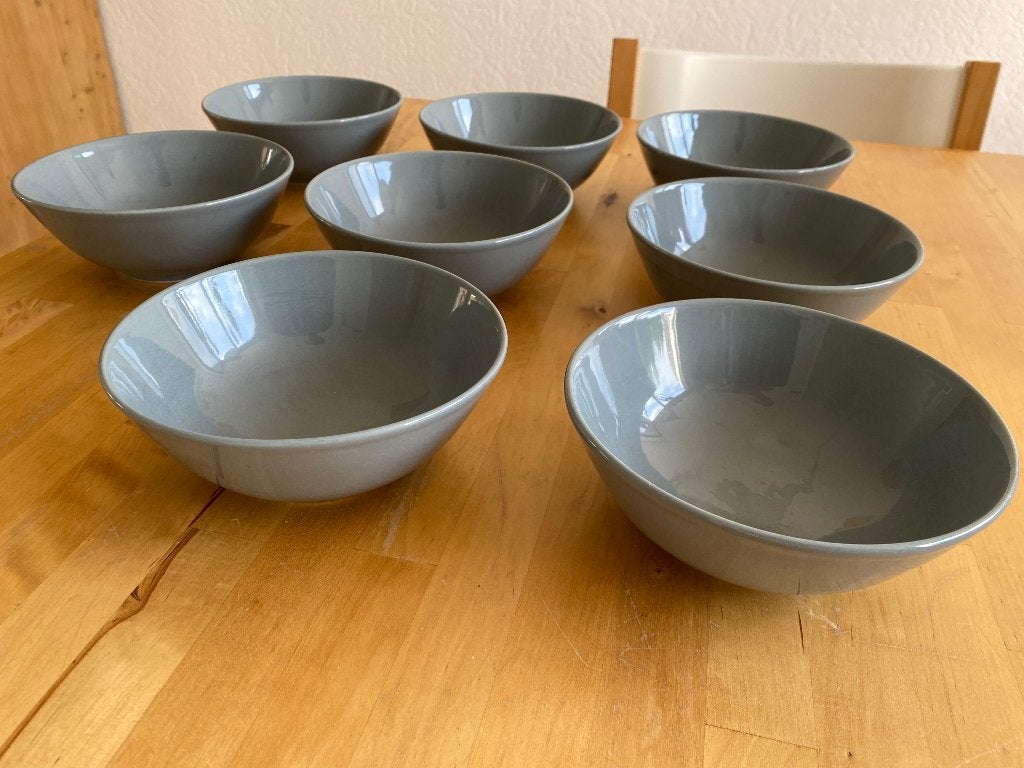 8 x Vivo Villeroy & Boch Grijze porseleinen kom zgan, Huis en Inrichting, Keuken | Servies, Vivo, Ophalen of Verzenden, Zo goed als nieuw