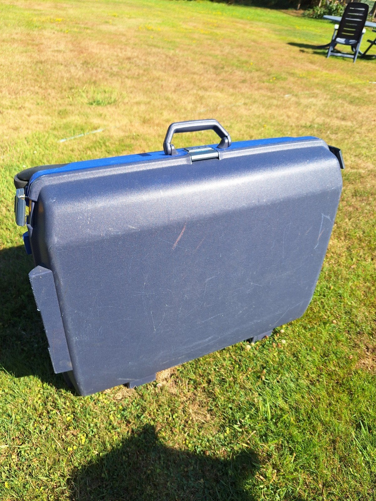 Samsonite hardcase koffer blauw met cijferslot en wielen, Wieltjes, Gebruikt, Hard kunststof, Ophalen of Verzenden