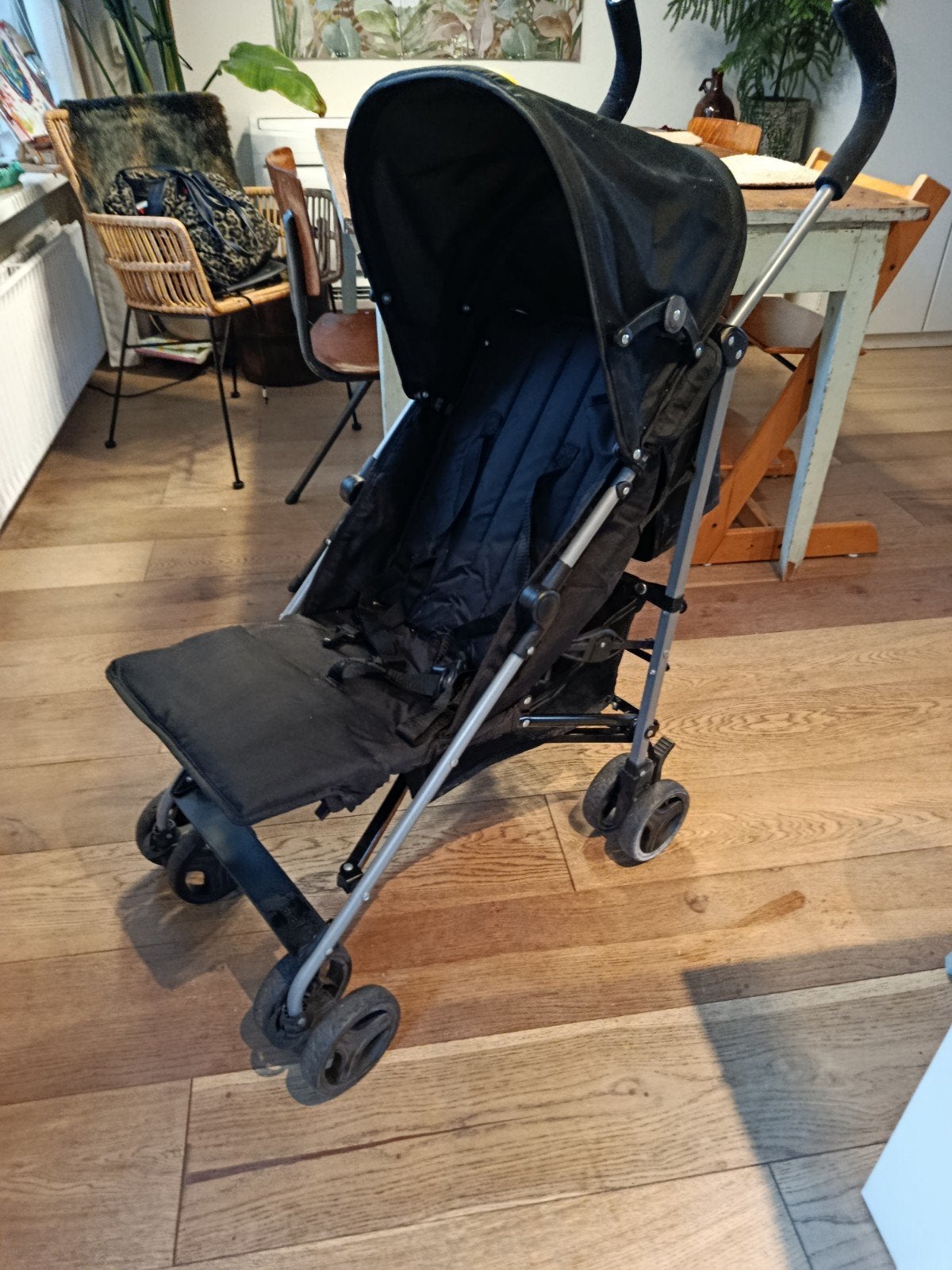 Compacte zwarte buggy - Ideaal voor onderweg, Ophalen, Gebruikt, Overige merken, Verstelbare rugleuning