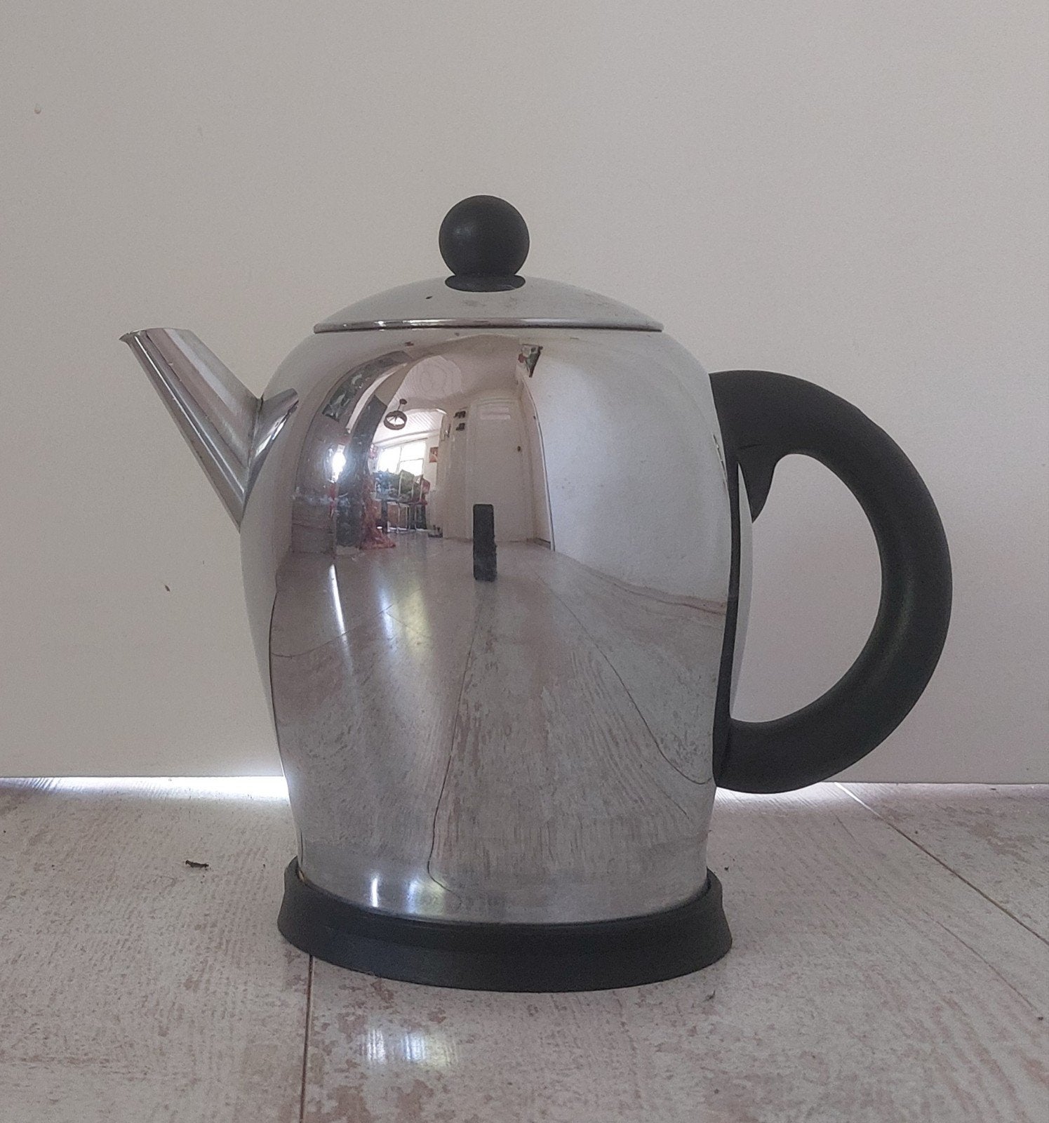 Vintage Bredemeijer Dubbelwandige Theepot RVS, Theepot/fluitketel, Gebruikt, Bredemeijer, Zilver