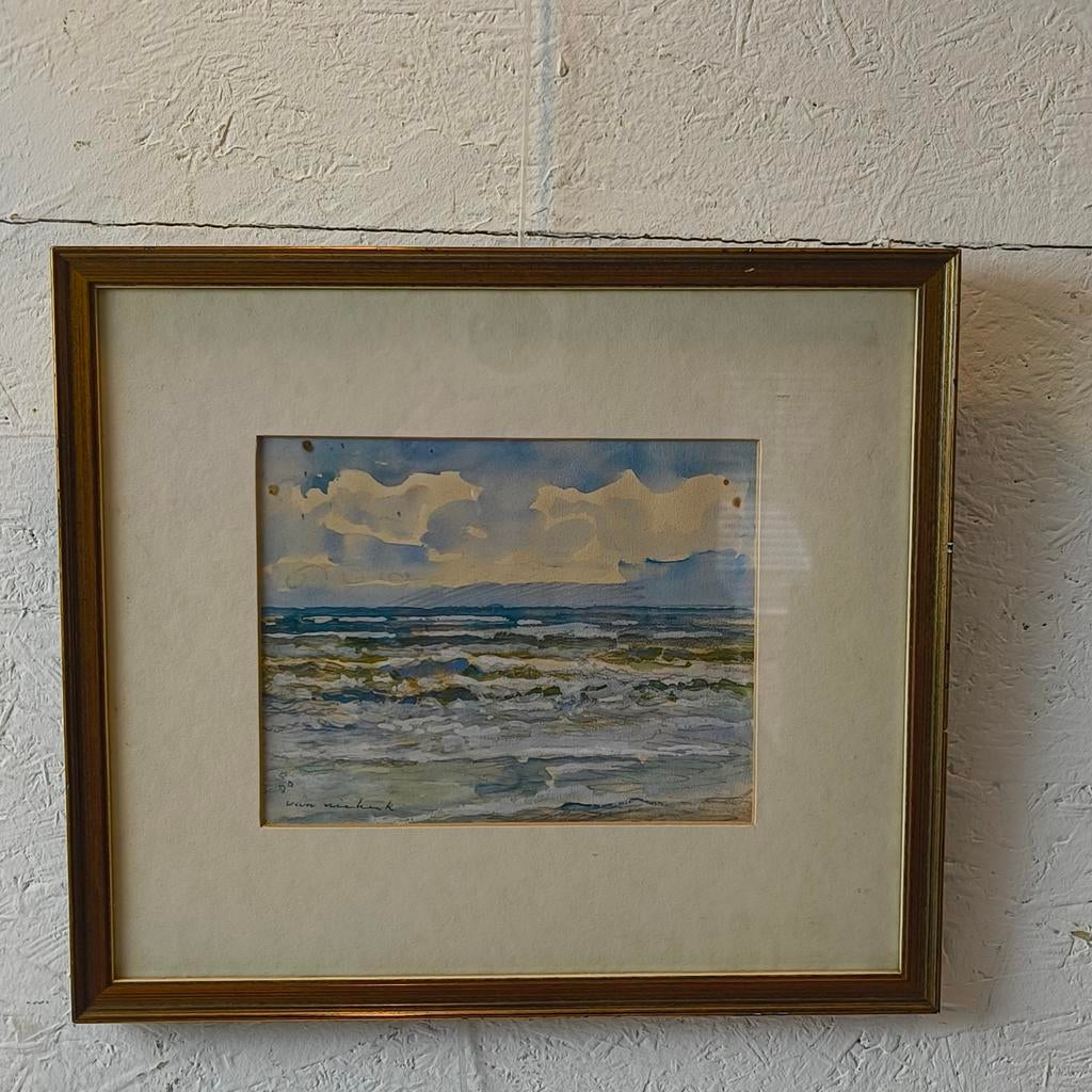 Carl C. van Niekerk aquarel zeegezicht Scheveningen, Ophalen of Verzenden