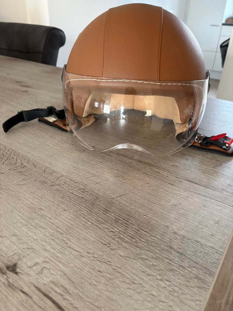 Vito scooterhelm bruin met vizier, Fietsen en Brommers, Brommerhelmen, Ophalen of Verzenden, Gebruikt, Medium
