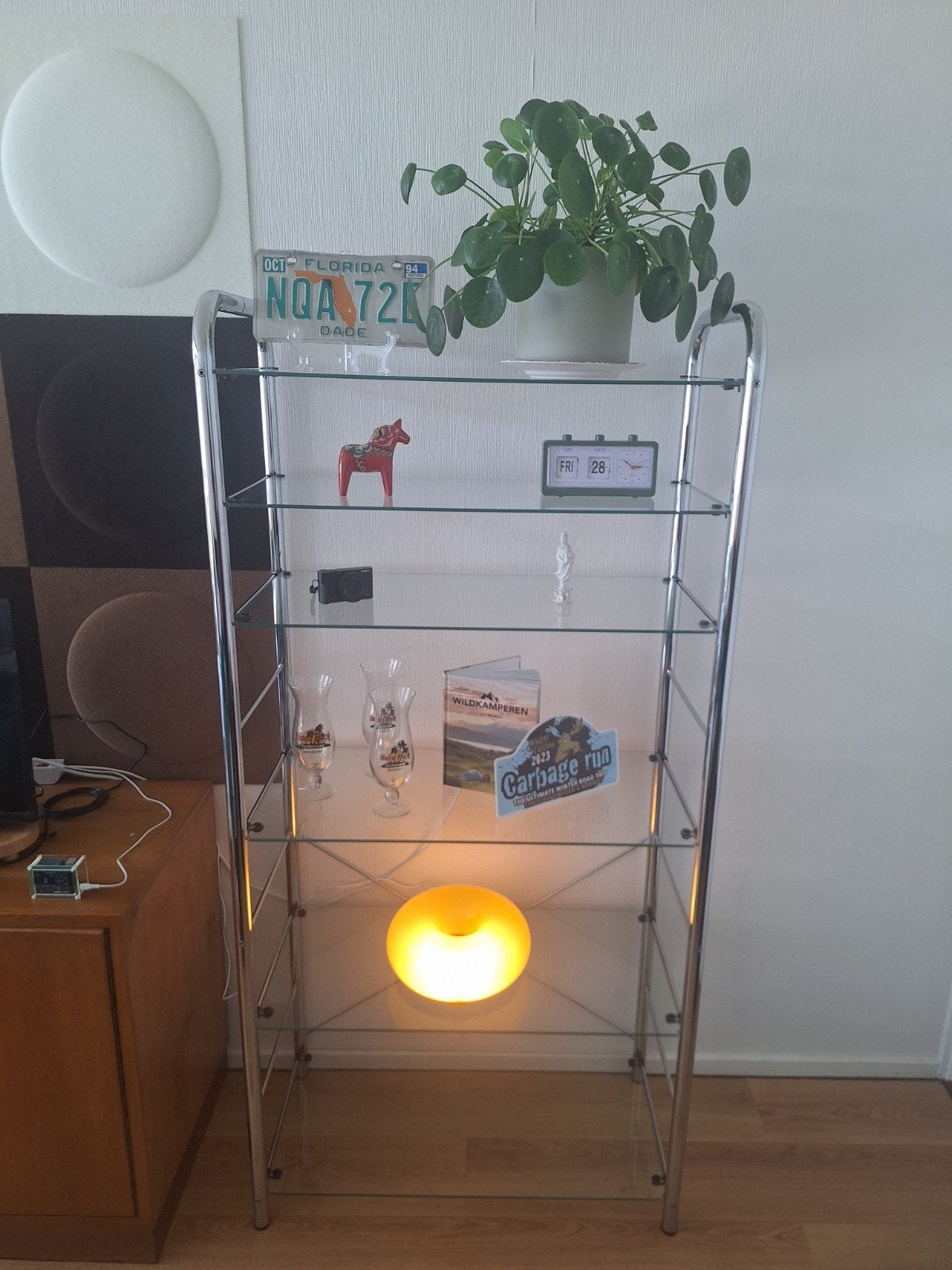 Vintage ikea stellingkast Niklas chroom en glas., Huis en Inrichting, Ophalen, Zo goed als nieuw