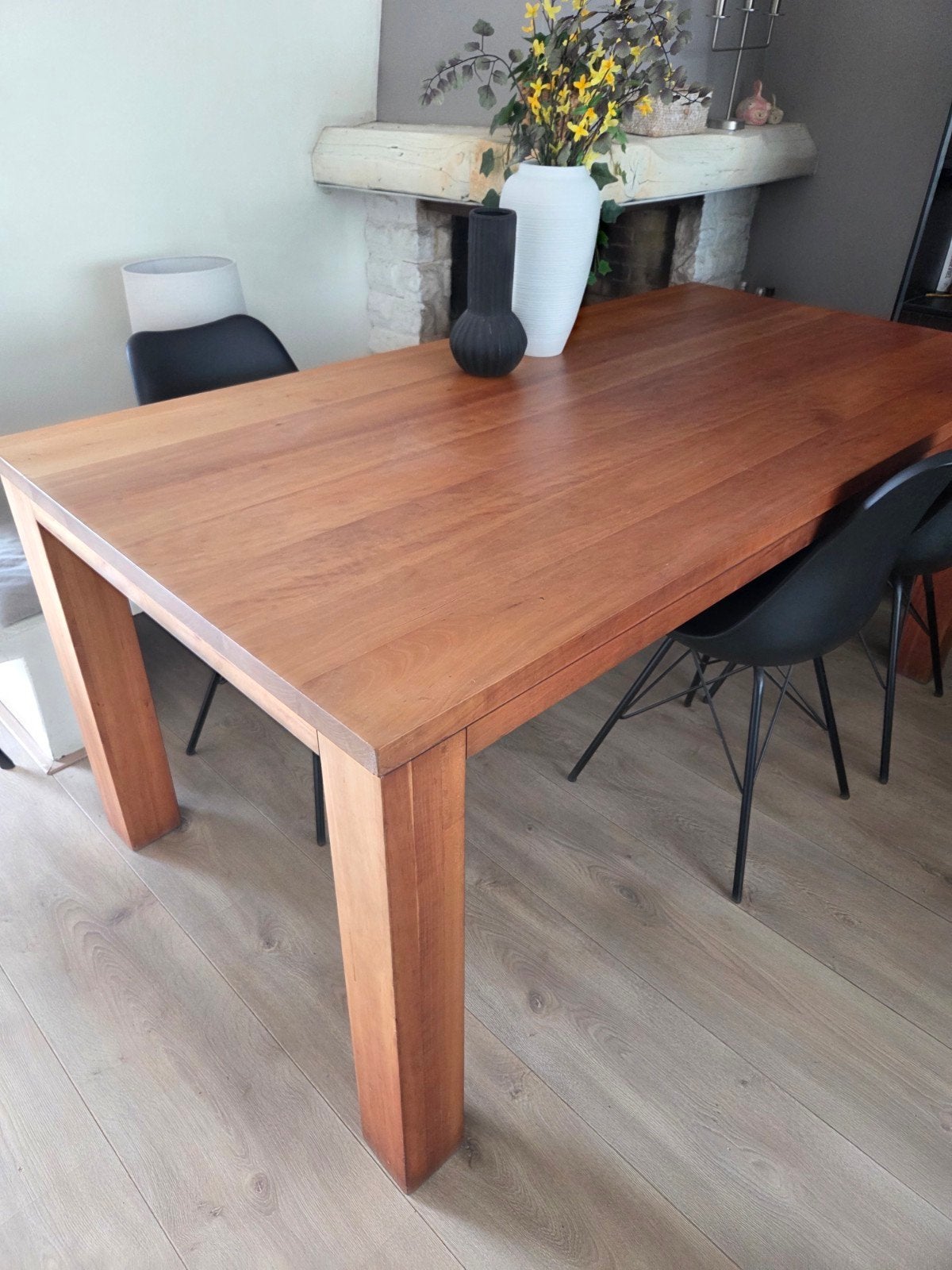 Eettafel massief kersenhout 180x 90 x 79 cm, Ophalen, Gebruikt, 50 tot 100 cm, 150 tot 200 cm