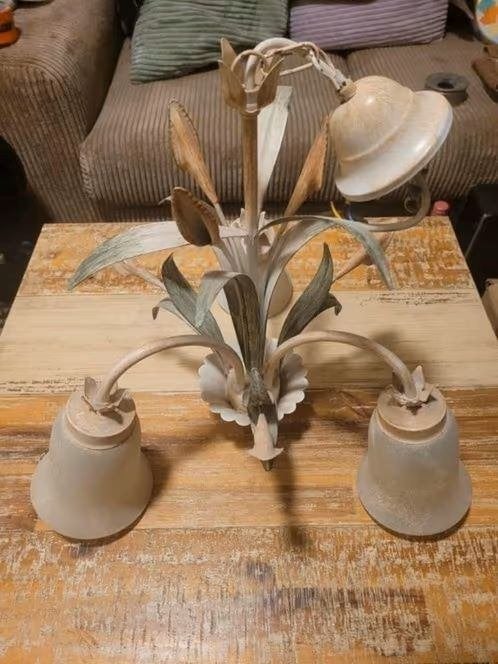 Prachtige oude bloemenlamp, Ophalen of Verzenden