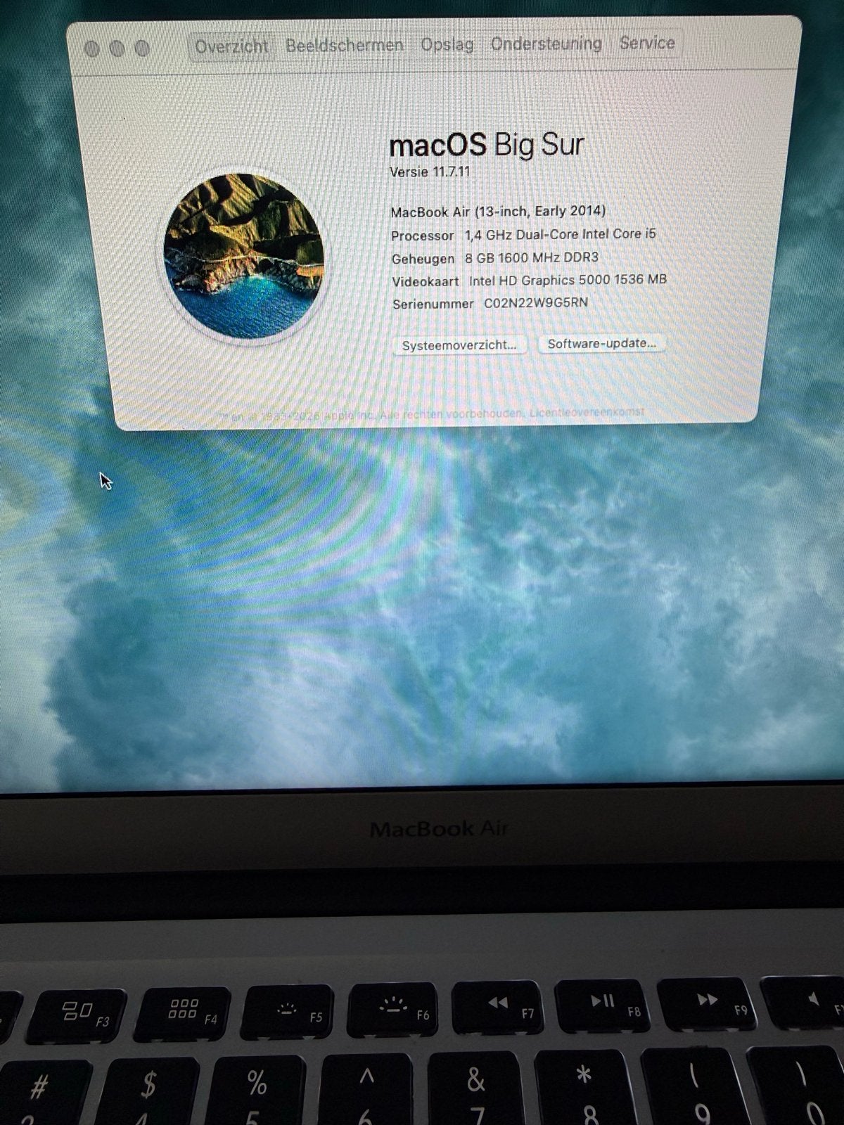 MacBook Air 13 inch (Early 2014) - 8GB RAM, 1.4 GHz i5, Computers en Software, Apple Macbooks, Ophalen, Gebruikt, Qwerty, 8 GB