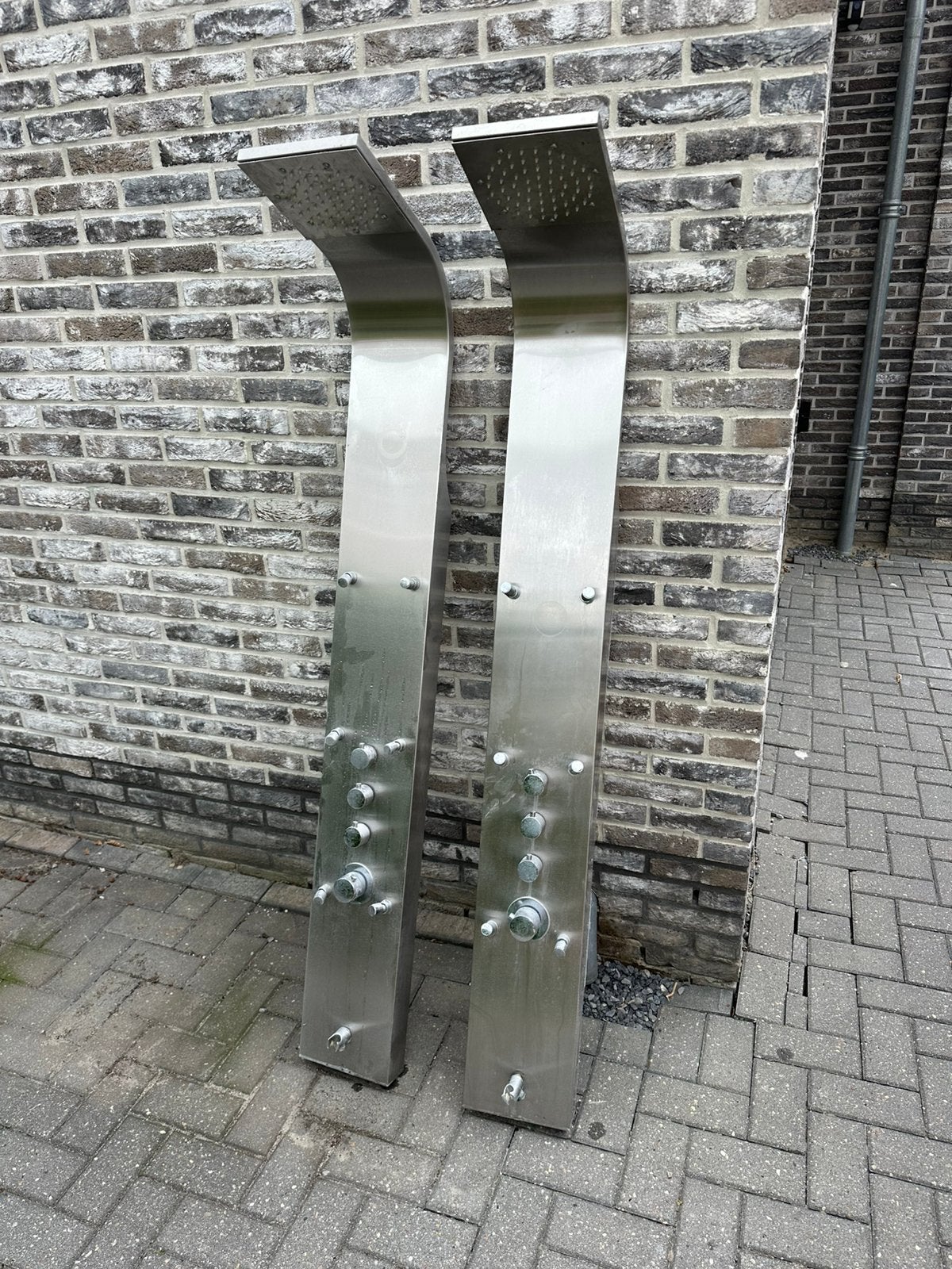 2x RVS douchepaneel regendouche & massagejets, Doe-het-zelf en Verbouw, Sanitair, Ophalen, Gebruikt, Rvs, Douche