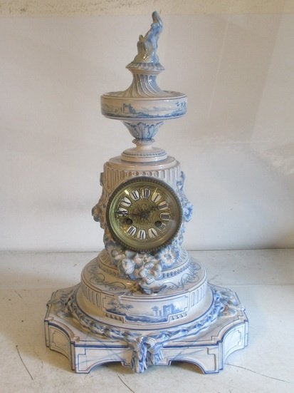 originele keramiek porseleinen klok Emile Gallé eind 1800, Ophalen