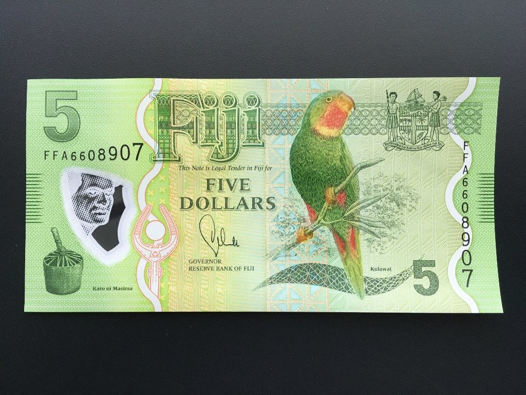 Fiji | 5 dollar UNC, Postzegels en Munten, Bankbiljetten | Oceanië, Ophalen of Verzenden, Los biljet