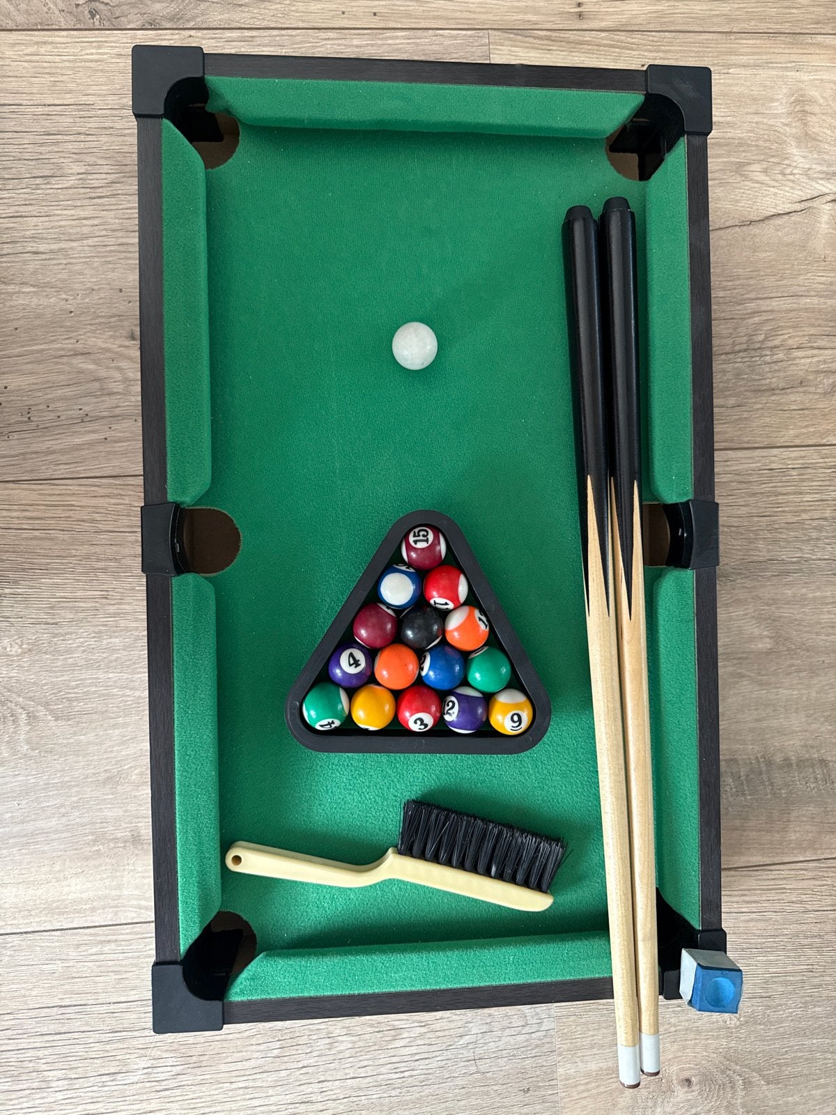 Mini pooltafel 51x31x10 cm met accessoires, Ophalen of Verzenden, Zo goed als nieuw, Pooltafel