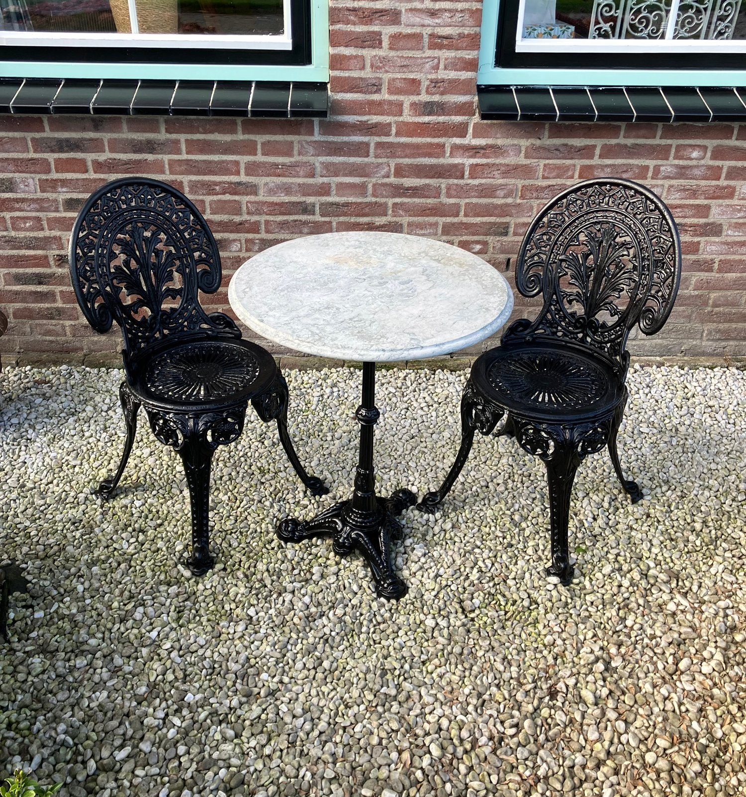 Gietijzeren bistroset 3-delig, Overige materialen, Gebruikt, Stoel, Tuinset