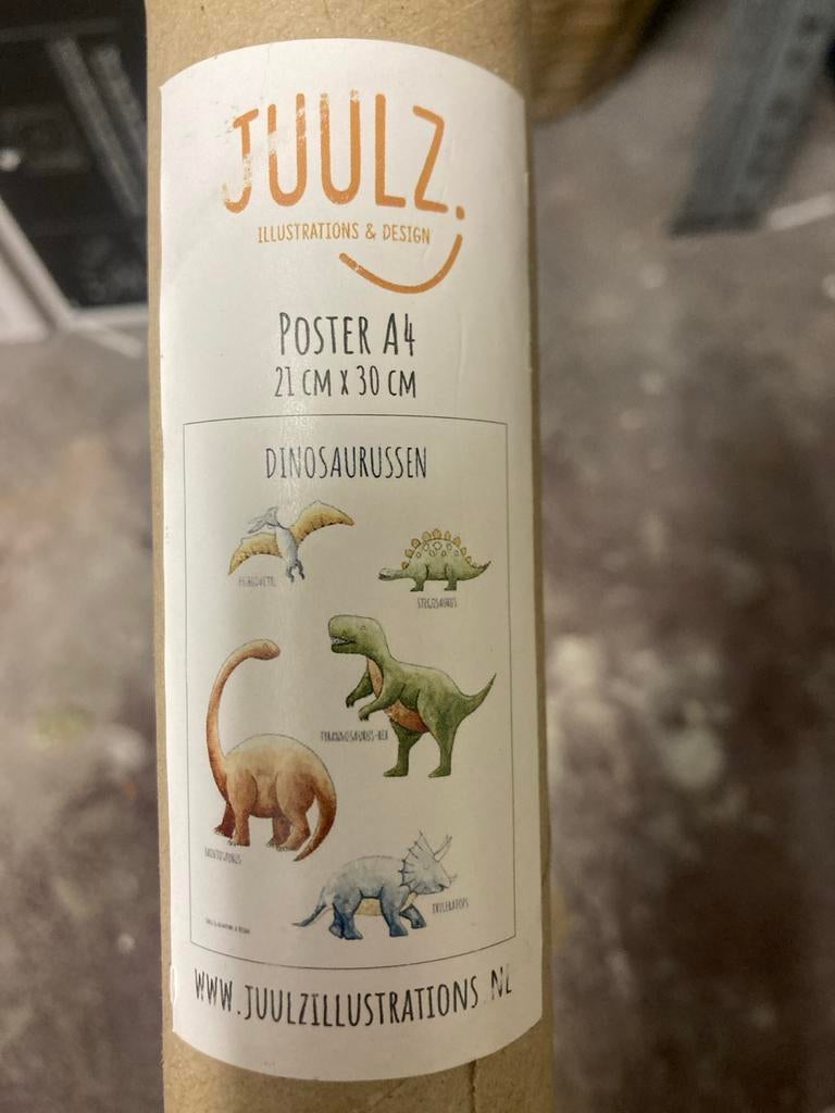 Nieuw A4 Poster Dinosaurus Illustraties - Juulz Design, Rechthoekig Staand, A4 of kleiner, Nieuw, Ophalen of Verzenden