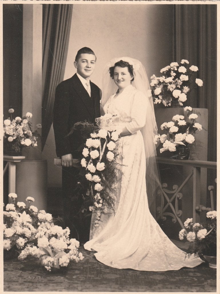 fotokaart   trouwfoto  - 17 op   23  cm, Verzenden, Voor 1940, Zo goed als nieuw