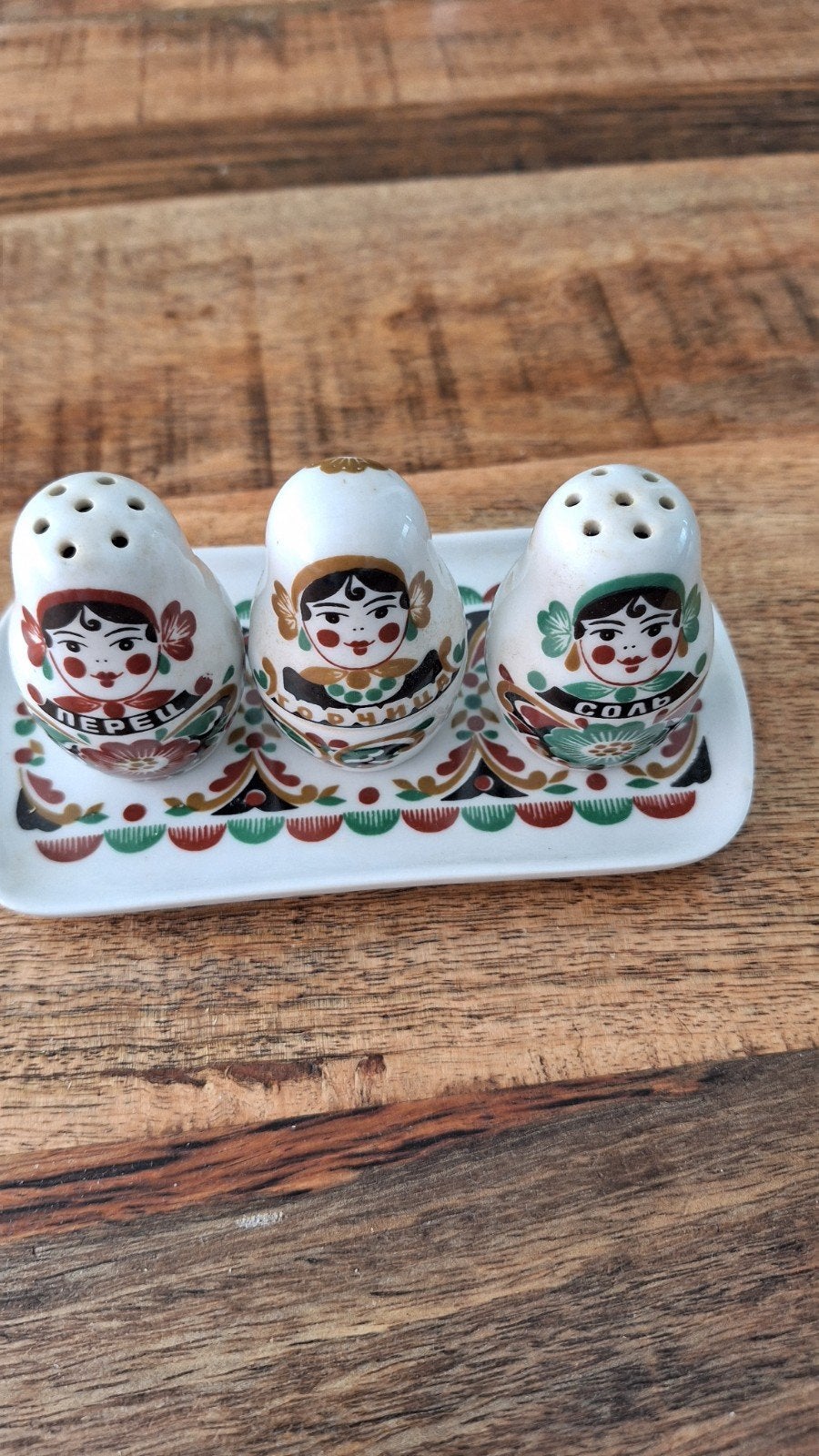Vintage peper- en zoutstel Matroesjka poppetjes, Ophalen of Verzenden