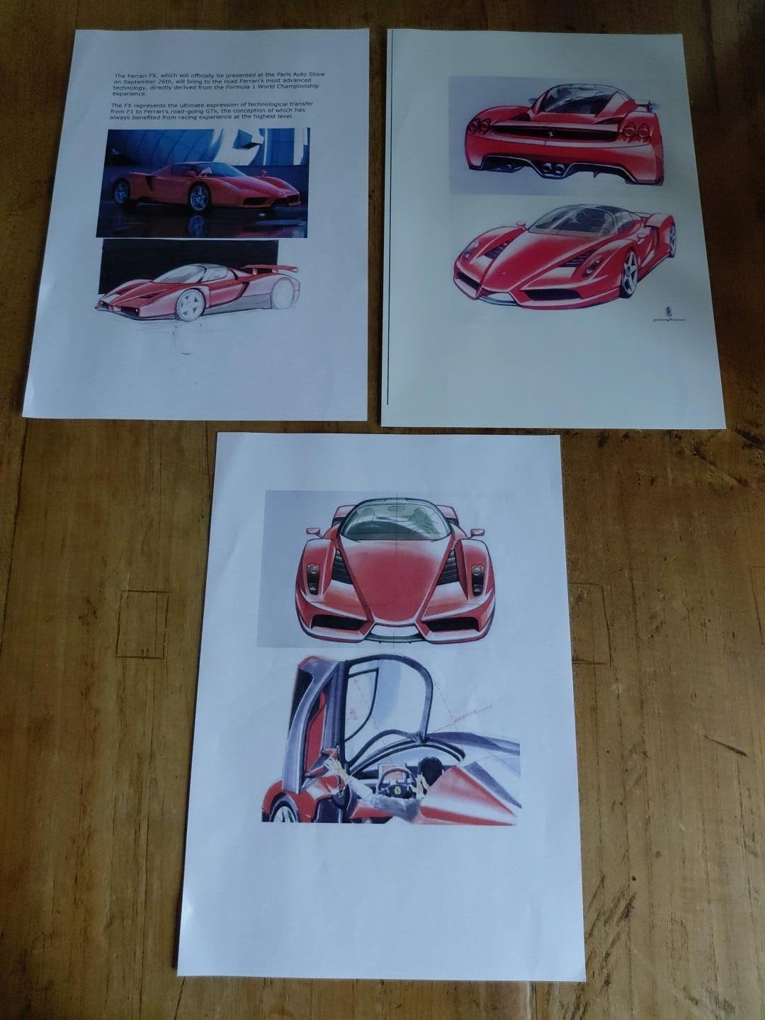Ferrari FX / Enzo - 3 Bijzondere Ontwerptekeningen, Ophalen of Verzenden, Ferrari