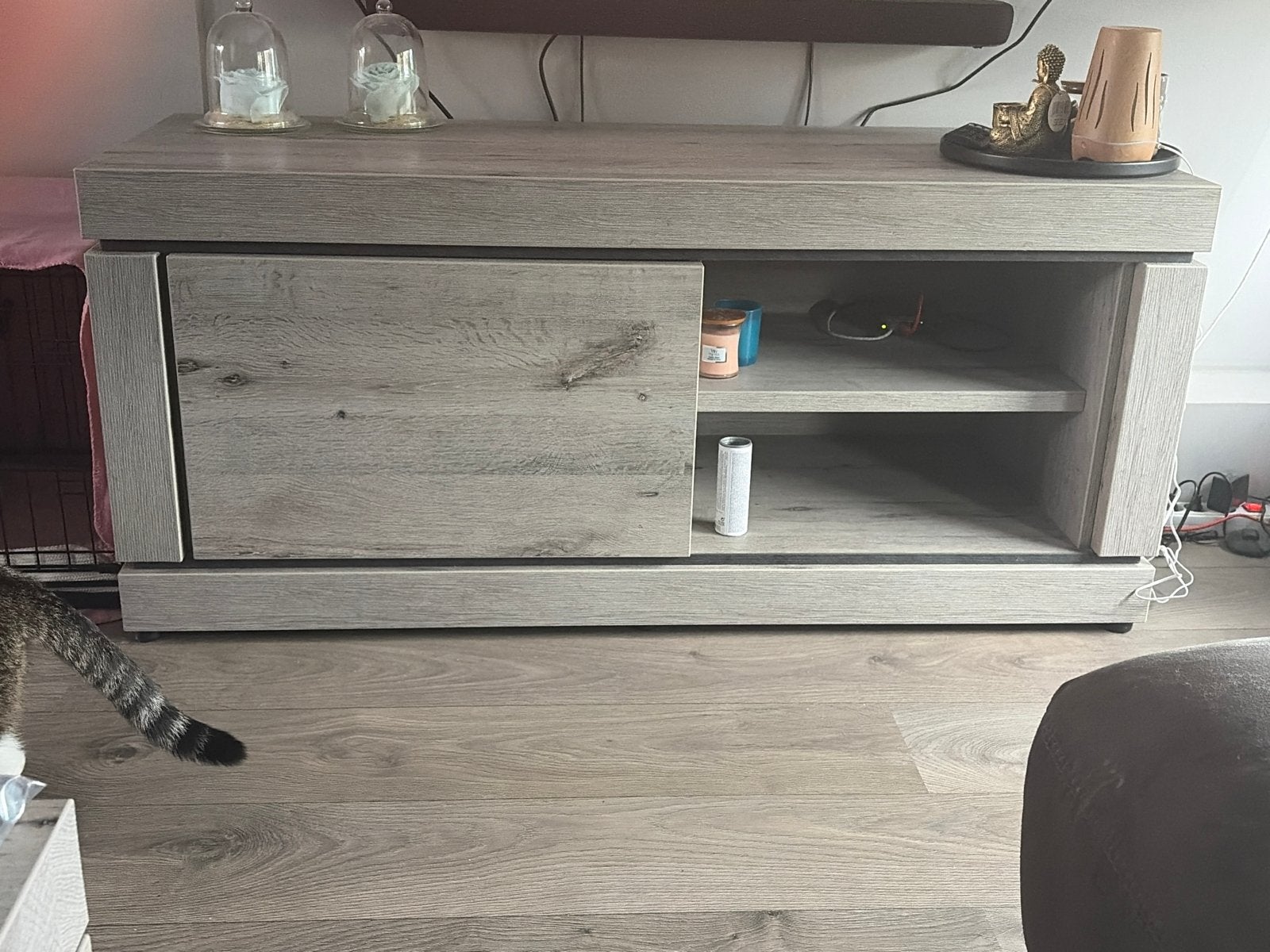 Tv-meubel en bijpassend tafeltje met opbergruimte, Ophalen, Gebruikt, 100 tot 150 cm, Minder dan 100 cm