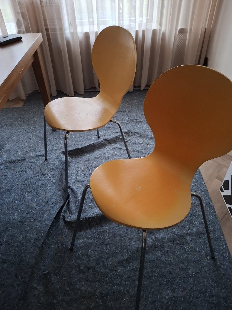 Gratis zes eetkamerstoelen, Huis en Inrichting, Stoelen, Gebruikt, Vijf, Zes of meer stoelen, Hout, Metaal, Ophalen