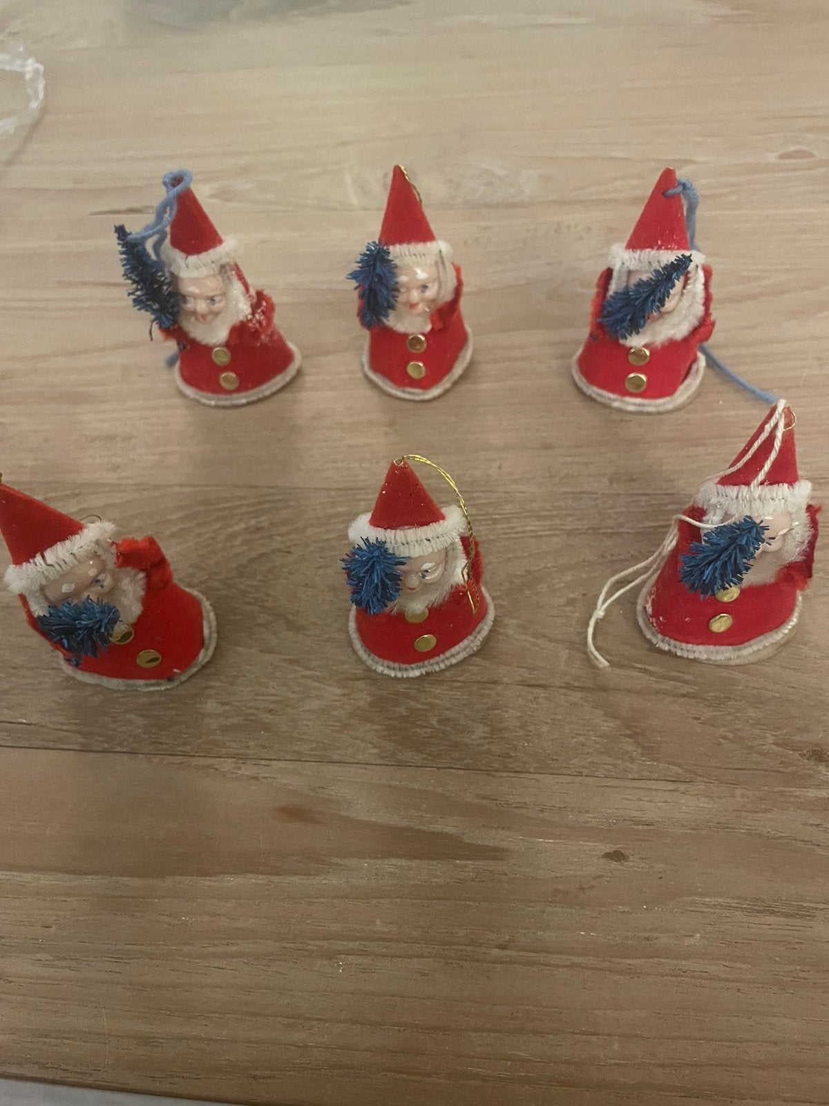 Oude vintage kerstmannetjes vilt/chenille - Japan putz kerst, Ophalen of Verzenden, Gebruikt