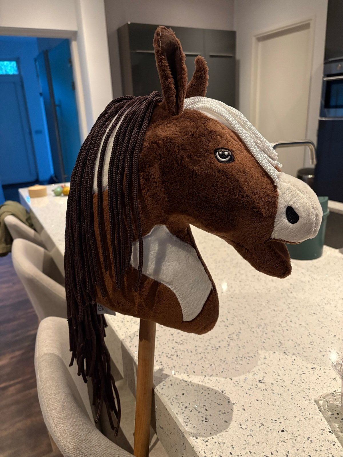 HKM Hobby horse stokpaard - bruin wit, Ophalen of Verzenden, Zo goed als nieuw, Jongen of Meisje