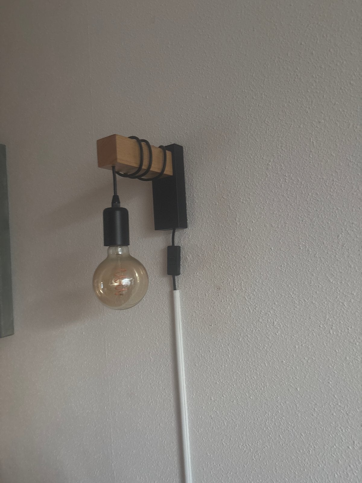 2x Wandlamp Hout Zwart Metaal 30cm - Industriële Stijl, Ophalen, Met snoer/stekker, Zwart, E27 (groot)