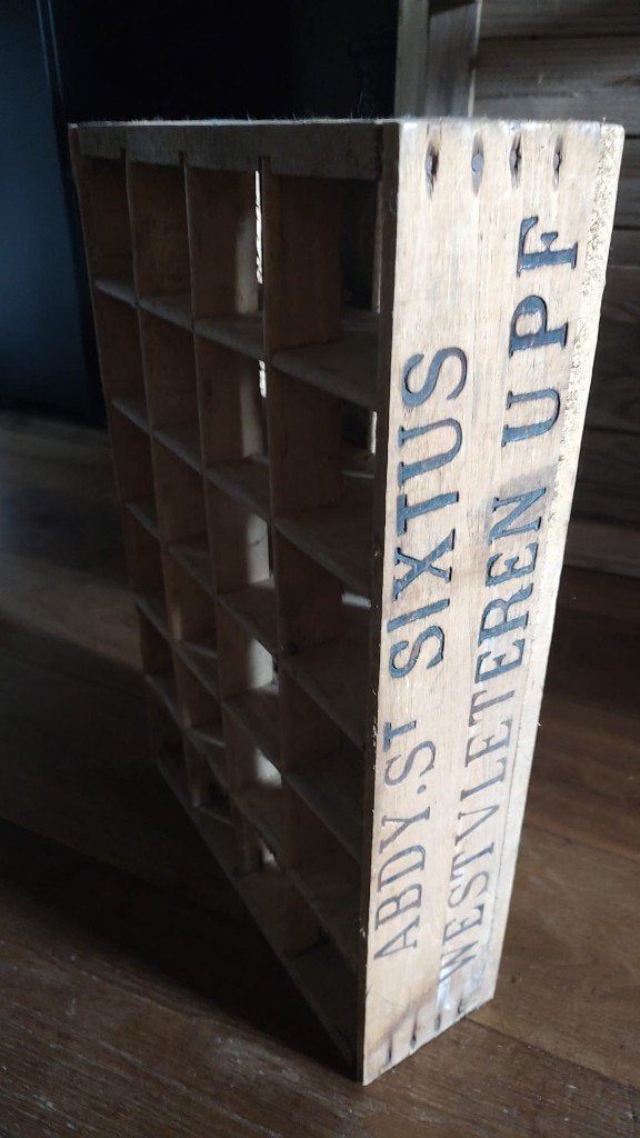 Houten kistje kratje Westvleteren Abdy st. Sixtus met vakjes, Verzamelen, Biermerken, Ophalen, Gebruikt, Overige typen, Overige merken
