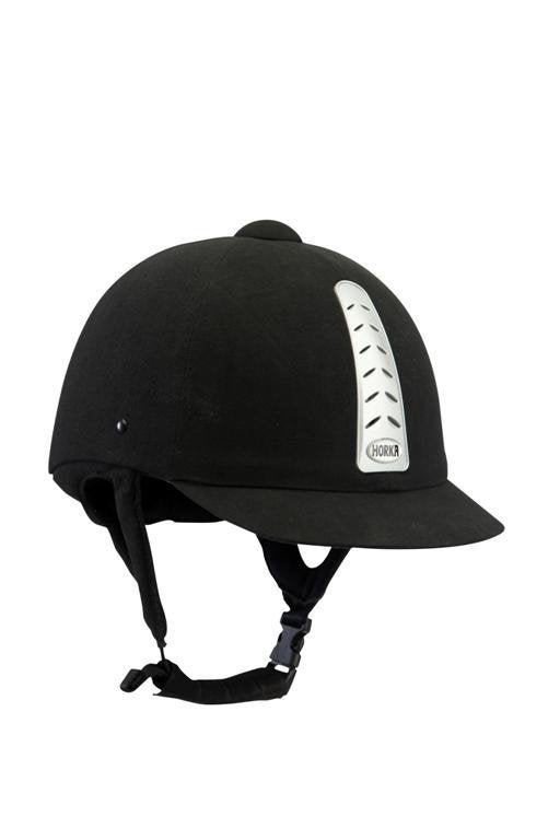 Zwarte Horka Hawk cap maat 53 54 55 en 57 met zilver, Dieren en Toebehoren, Paardrijkleding, Inclusief opbergtas, Nieuw, Kinderen