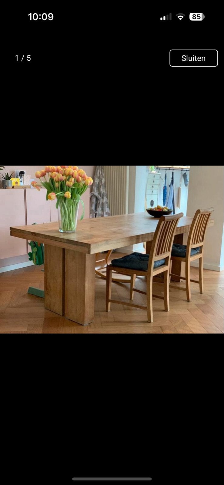 GRATIS massief eikenhouten eettafel - zsm afhalen, Huis en Inrichting, Tafels | Eettafels, Ophalen, Gebruikt, Eikenhout, 50 tot 100 cm