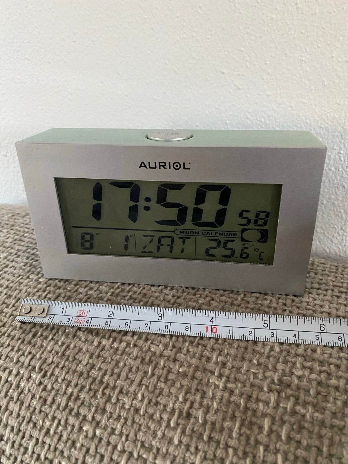 Auriol digitale wekker met temperatuur en maanstand, Ophalen of Verzenden, Gebruikt