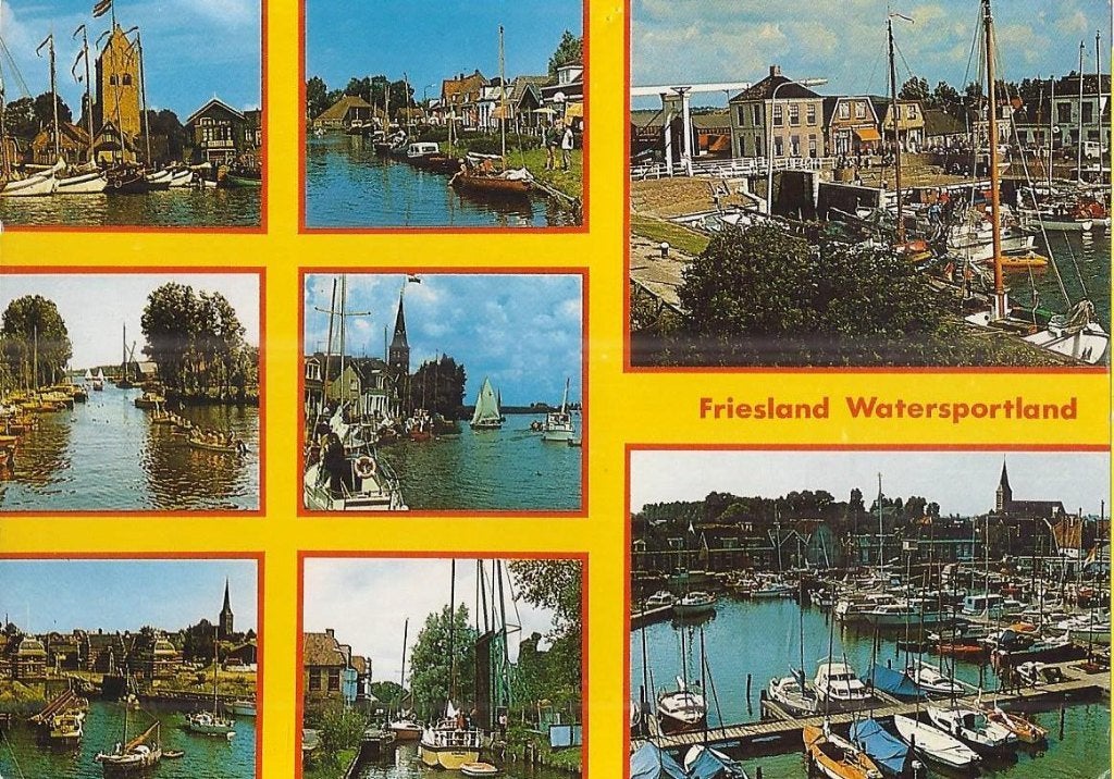Bx25 Gelopen ansichtkaart Friesland watersportland, Ophalen of Verzenden, 1960 tot 1980, Gelopen, Friesland