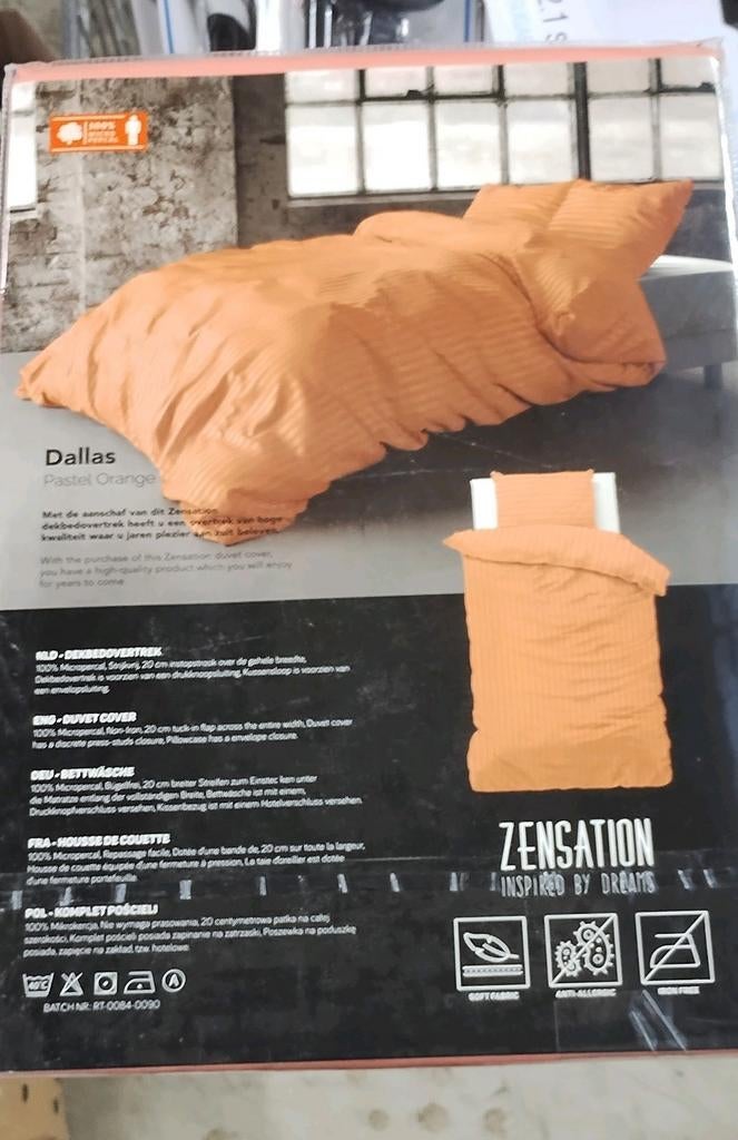 Zensation Dallas Dekbedovertrek Pastel Oranje 140x200/220cm, Eenpersoons, Verzenden, Dekbedovertrek, Nieuw